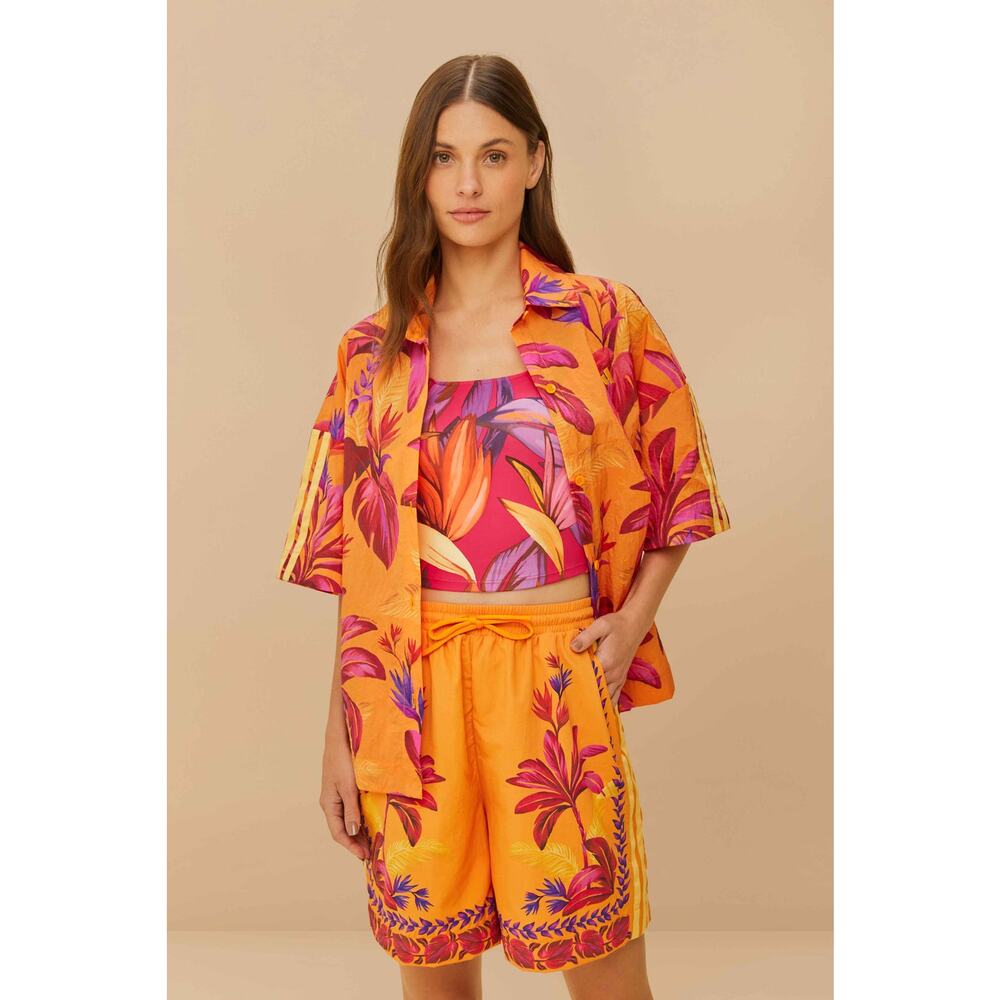 FARM Rio Orange Floral Print Drawstring Shorts - Picture 8 of 10